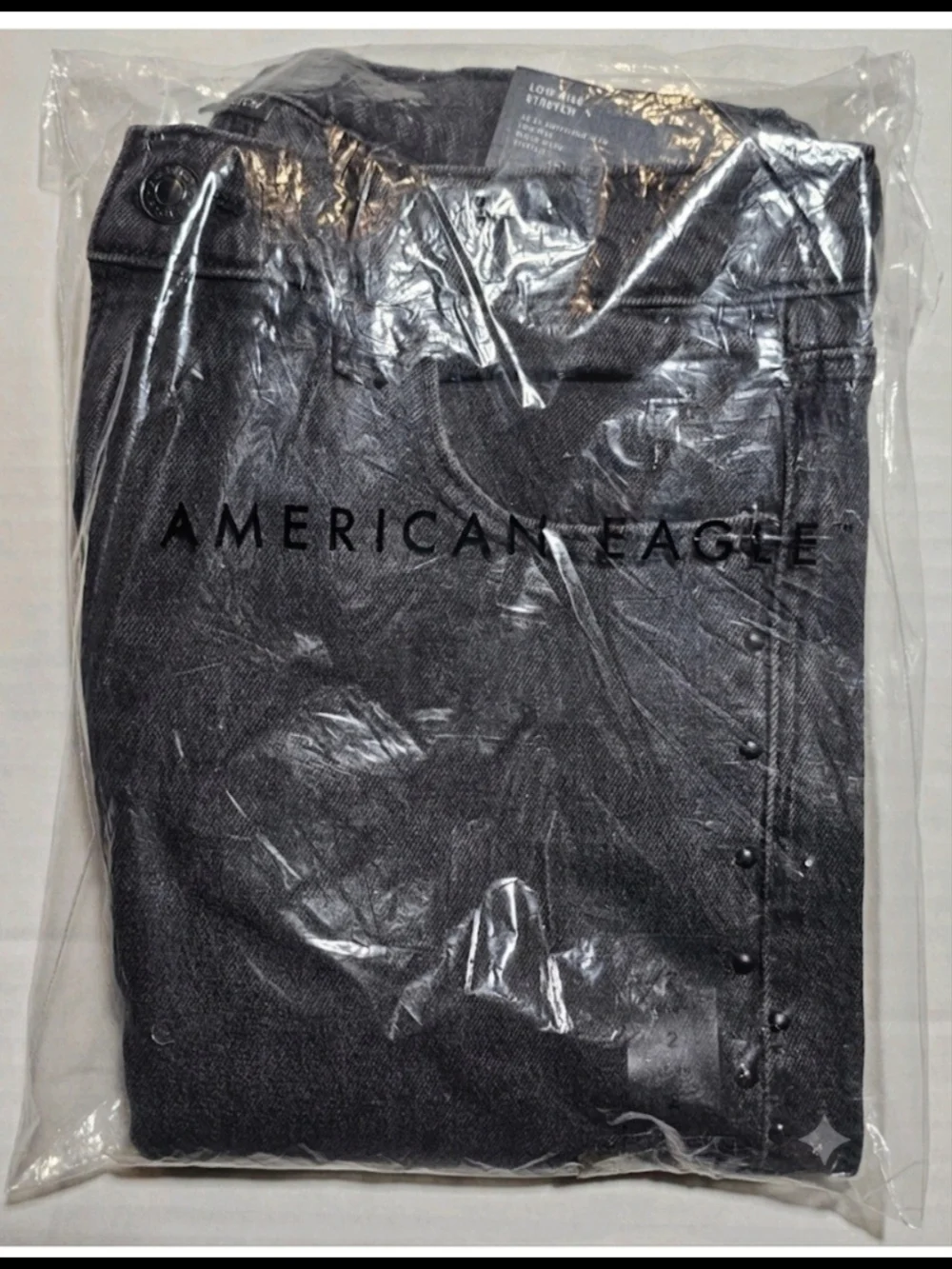 NWT American Eagle Ex-Boyfriend Jeans Black Studded Low-Rise Size 2 Long